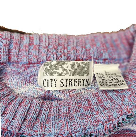 City Streets 90s Vintage 3D Cable Knit Sweater Multicolored Heathered Geographic - Picture 4 of 4